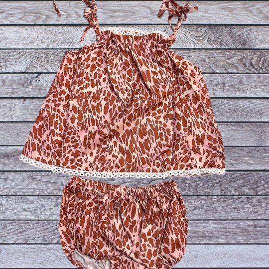 2-Piece Leopard Print Baby Girl Summer Outfit