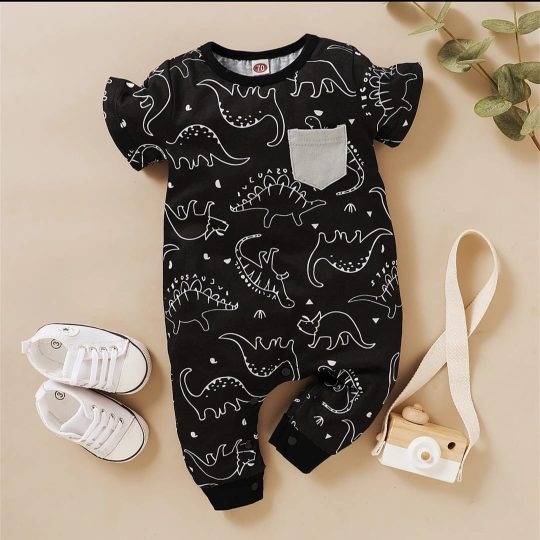 Dinosaur Print Baby Romper Set