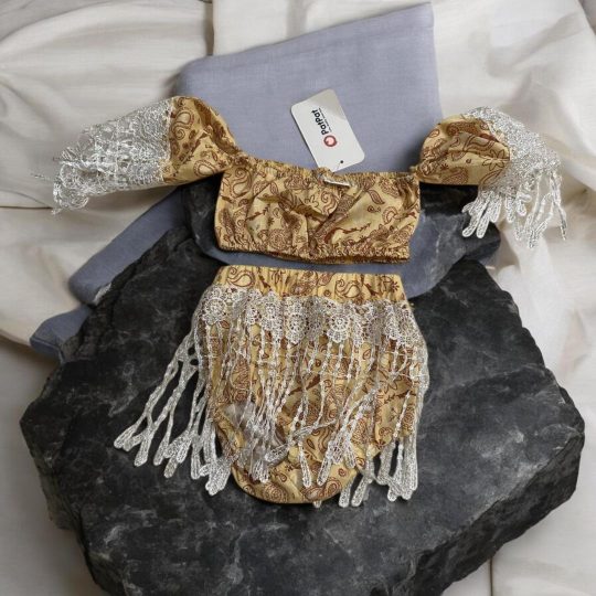 Golden Paisley Lace Baby Dress